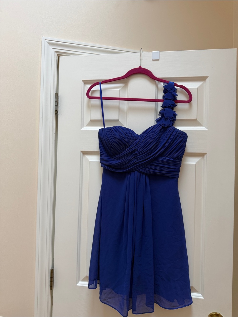 Ever Pretty Royal Blue One-Shoulder Floral Strap Dress